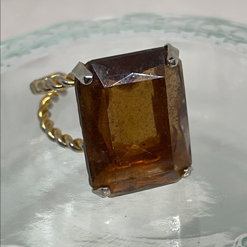 Vintage Adjustable Brown Square Large Emerald Cut… - image 2